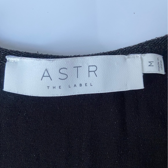 Astr Black Sparkle Long Sleeve V-Neck Bodysuit SzM - Picture 3 of 6